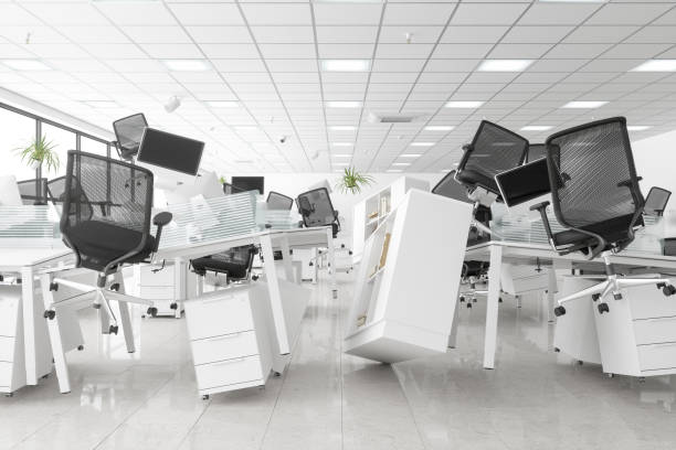 Zero Gravity Open Space Office Zero Gravity Open Space Office chaos stock pictures, royalty-free photos & images