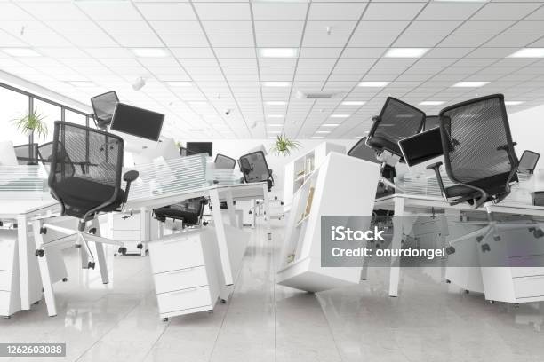 Zero Gravity Open Space Office Stock Photo - Download Image Now - Office, Chaos, Messy