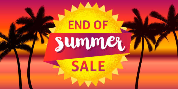 End of summer sale banner End of summer sale banner design template. the end stock illustrations