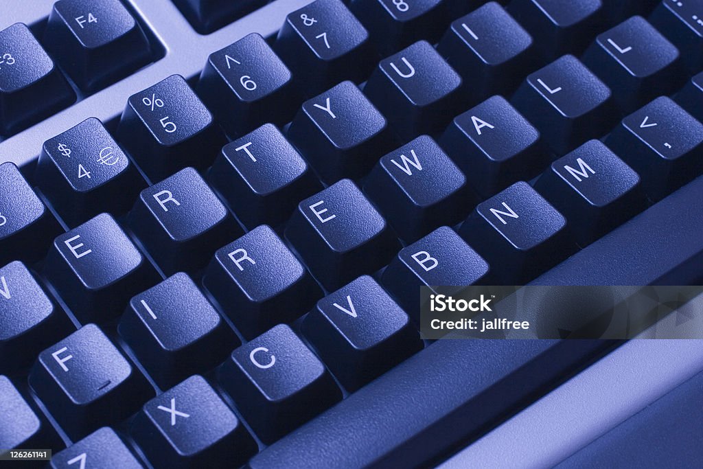FIREWALL schriftliche in Schlüssel auf computer-Tastatur - Lizenzfrei Blau Stock-Foto