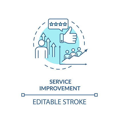 Service improvement turquoise concept icon. Customer satisfaction level. Sharing economy business model benefit idea thin line illustration. Vector isolated outline RGB color drawing. Editable stroke