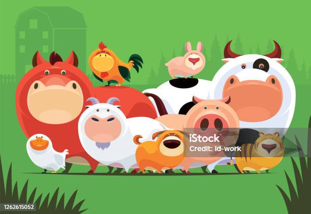 Group Of Domestic Animals Meeting Stock Illustration - Download Image Now -  Hen, Pig, Dog - iStock
