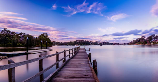 Sunset Scape over Carina Bay Jetty and Georges River in Como