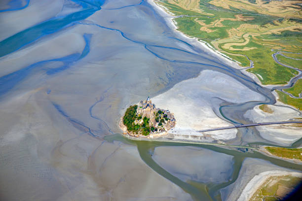 istock Mont Saint Michel Bay from airplane 1262617530