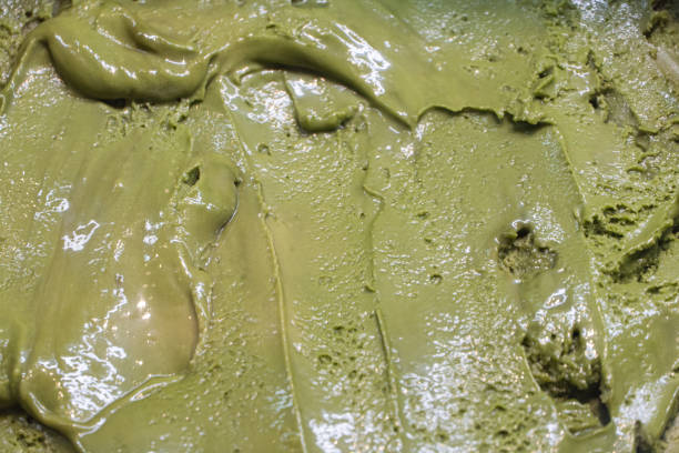 istock Close up green tea matcha  ice cream texture. 1262619438