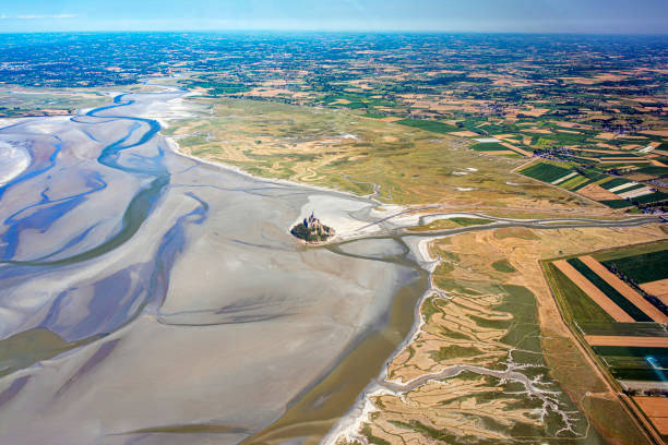 istock Mont Saint Michel Bay from airplane 1262619873