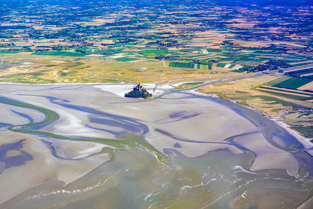 istock Mont Saint Michel Bay from airplane 1262623734