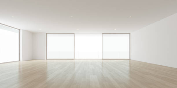 istock Modern interior space with wooden floor, Empty room. 3D rendering. 1262634644
