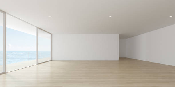 istock Modern interior space with wooden floor, Empty room. 3D rendering. 1262634672
