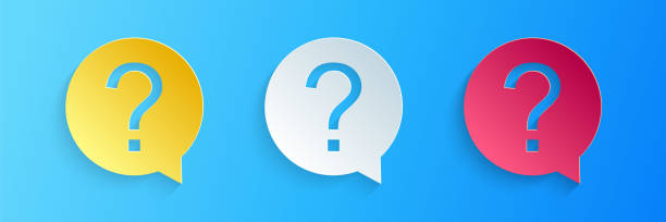 istock Paper cut Question mark in circle icon isolated on blue background. Hazard warning symbol. Help symbol. FAQ sign. Paper art style. Vector 1262634794