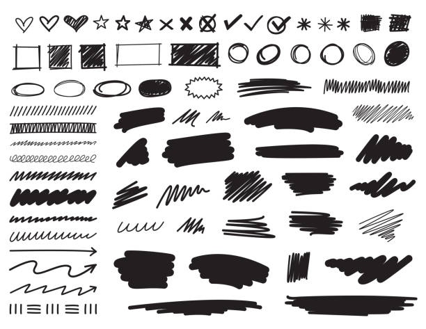 Scribble Design Elements A Collection of scribble design elements. doodle stock illustrations
