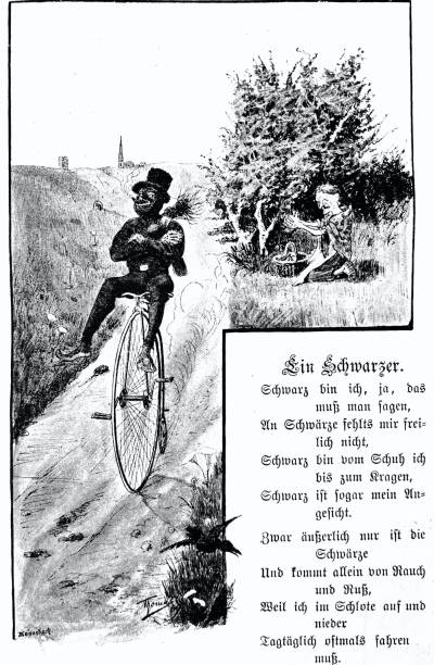 istock Lucky chimney sweep on a penny farthing bicycle, poem 1262639602