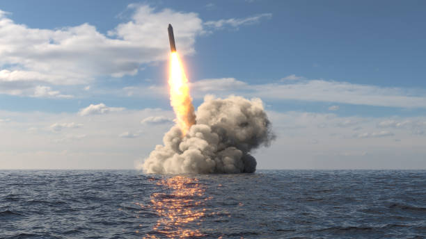 Ballistic missile launch from underwater Ballistic missile launch from underwater 3d illustration thrust stock pictures, royalty-free photos & images