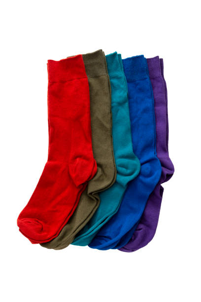 istock Top view of new colorful socks isolate on white background. 1262645282