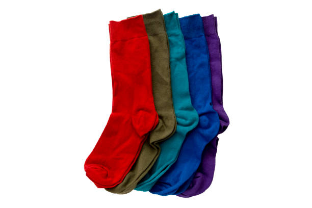 istock Top view of new colorful socks isolate on white background. 1262645346