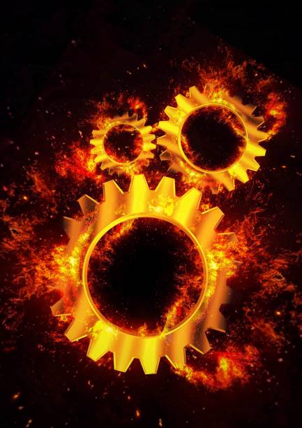 3D illustration of connected flame gears