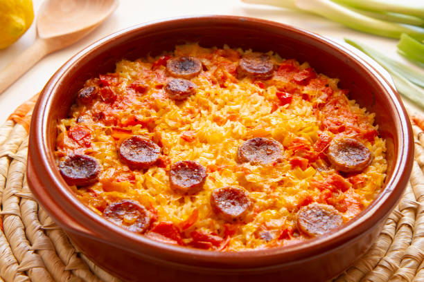 istock Paella cooked in the oven with chorizo 1262650221
