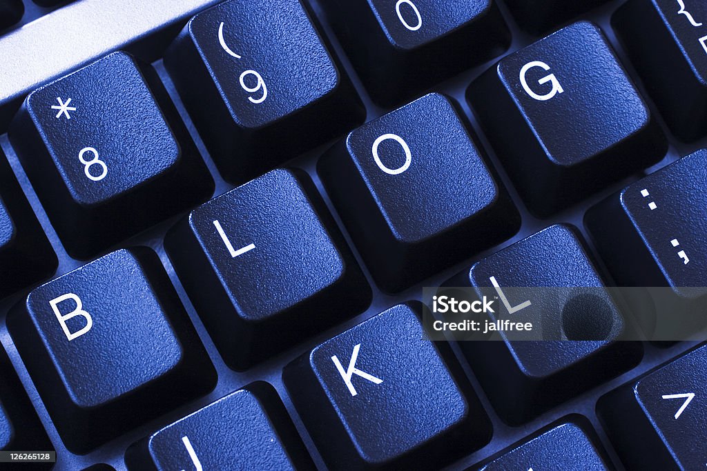 Blue teclado com blog escrita sobre ele - Foto de stock de Agenda royalty-free