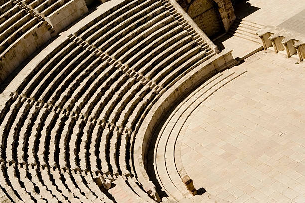 Chester, UK - August 2nd 2018: A view of the remains of the Roman Amphitheatre in the historic city of Chester, in Cheshire, UK.