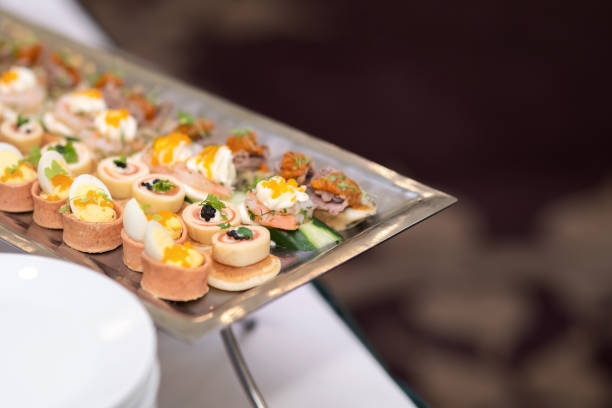 istock Various of canape selection on slate platter 1262663967