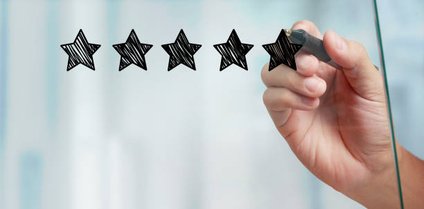 istock Hand draw five star rating. evaluation and review concepts 1262665842