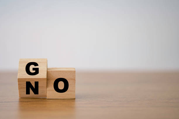 Wooden cube flipping for change between go and no.