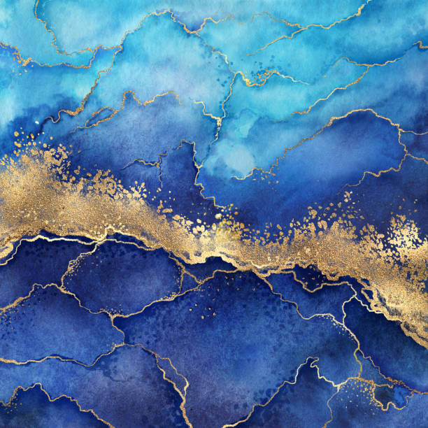 istock abstract blue marble background with golden veins, painted artificial marbled surface, fake stone texture, liquid paint, gold foil and glitter decor, fashion marbling illustration 1262671720