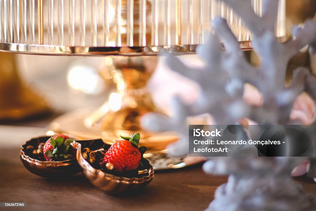 Chocolate sweets with strawberry wedding Dessert on the table Brazil Stock Photo