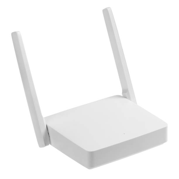 wi-fi-router isoliert auf weiß - demodulator stock-fotos und bilder