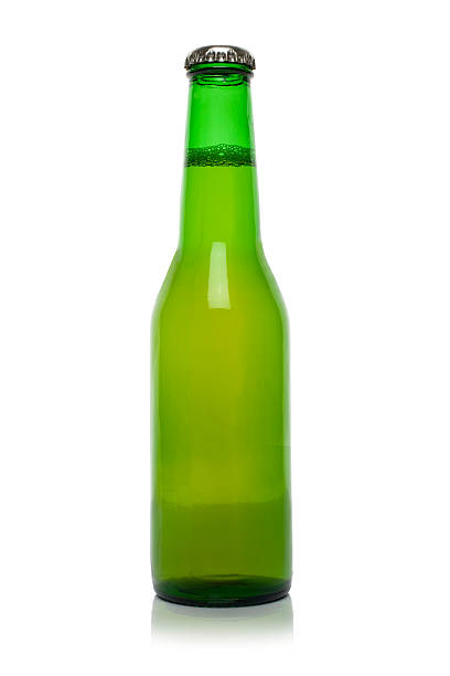 istock Full green beer bottle on white background 126267780