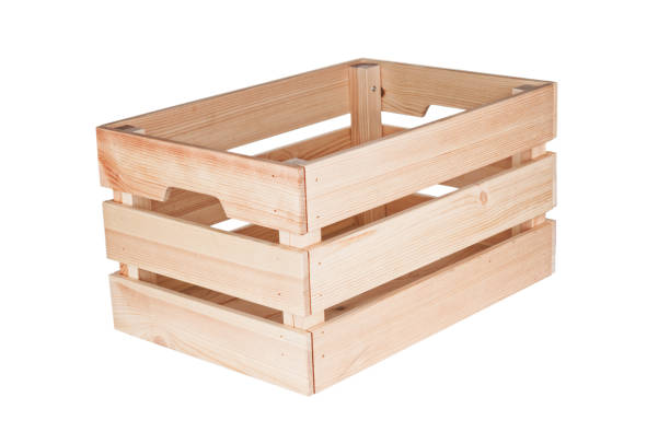 istock Empty wooden box isolated on white background 1262681102