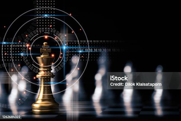 Golden King Chess Stand In Front Of Others Chess Pieces Leadership Business Teamwork And Marketing Strategy Planing Concept Stock Photo - Download Image Now