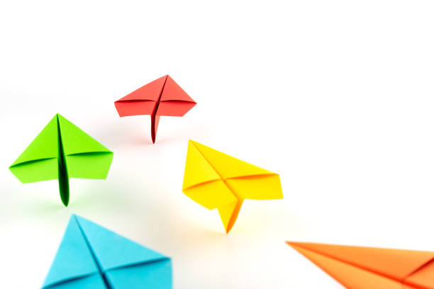 istock Paper plane on white background. Business competition concept. 1262689442