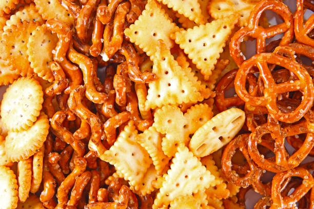 istock Background from salted fresh pretzels 1262696002