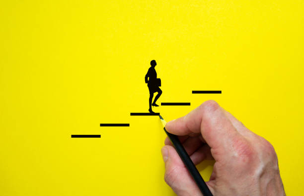 istock Conceptual image of personal vision, education and development. Beautiful yellow background, copy space. 1262697420