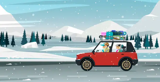 Vector illustration of Snow trip