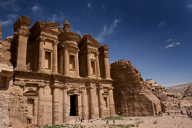 Monastery in the archaeological site at Petra stock photo