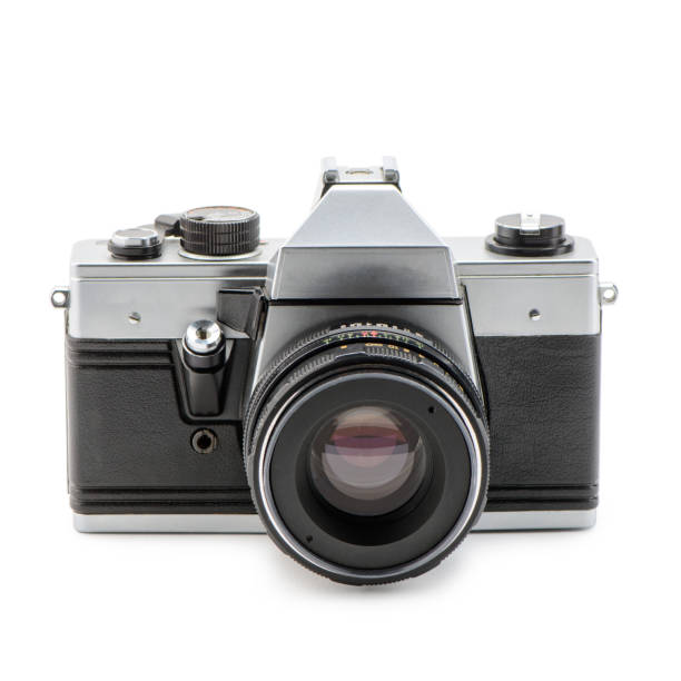 istock Vintage camera on white background. Photography equipment 1262733965
