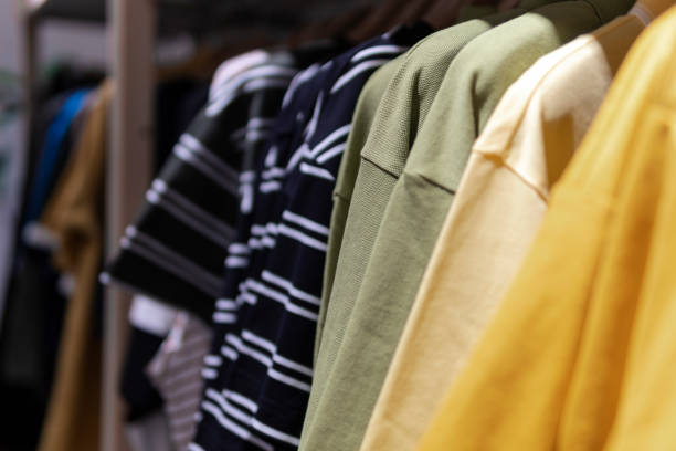istock Colorful clothes hanging on a hanger in a store 1262734065