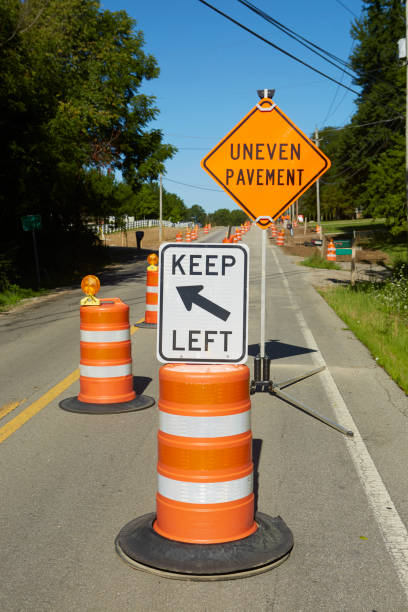 istock Traffic Signs During Road Construction 1262740217