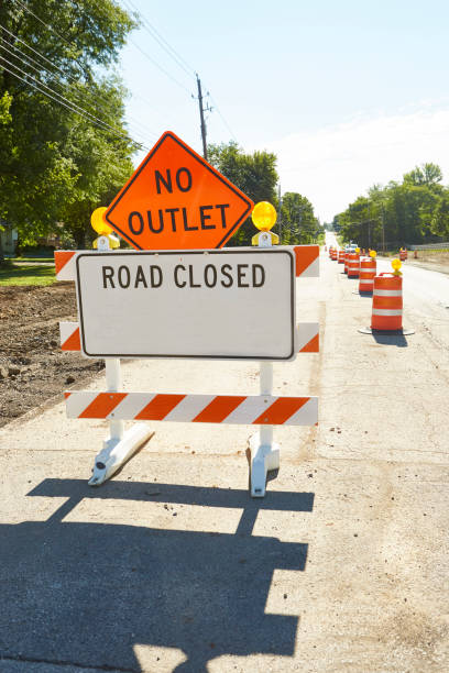 istock Traffic Signs During Road Construction 1262740274