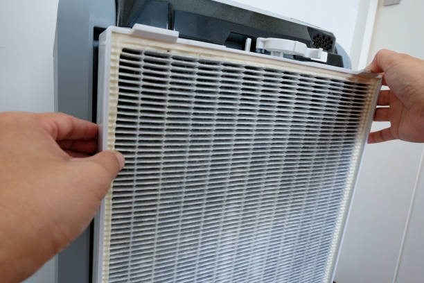 istock Air purifier. Maintenance the air filter. Replace and clean the hepa filter. The filter have a lot of dust. 1262740989