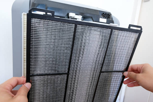 istock Air purifier. Maintenance the air filter. Replace and clean the air filter. The filter have a lot of dust. 1262741011