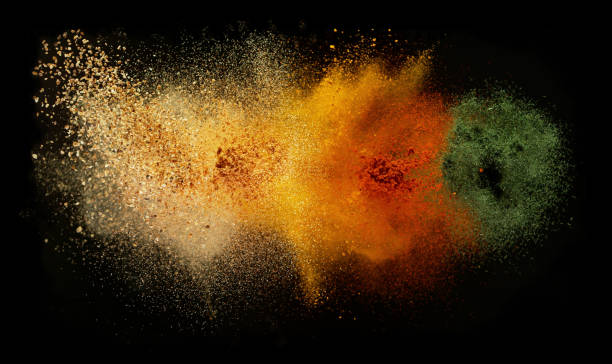 istock Freeze motion of spice explosion, black background 1262744074