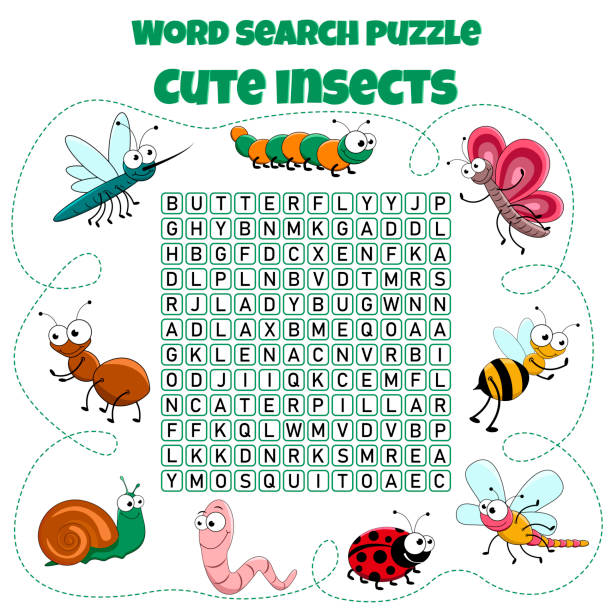 Word search puzzle crossword with insects stock illustration ...