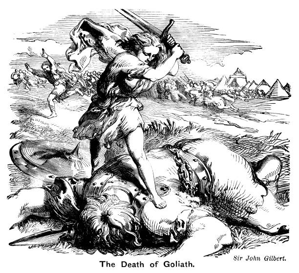 ilustrações, clipart, desenhos animados e ícones de a morte de golias - goliath david giant battle