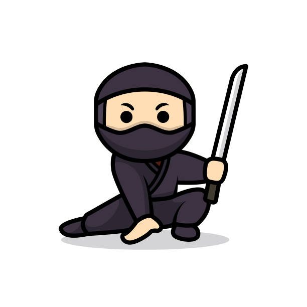 ilustrações de stock, clip art, desenhos animados e ícones de simple cute ninja mascot design - ninja