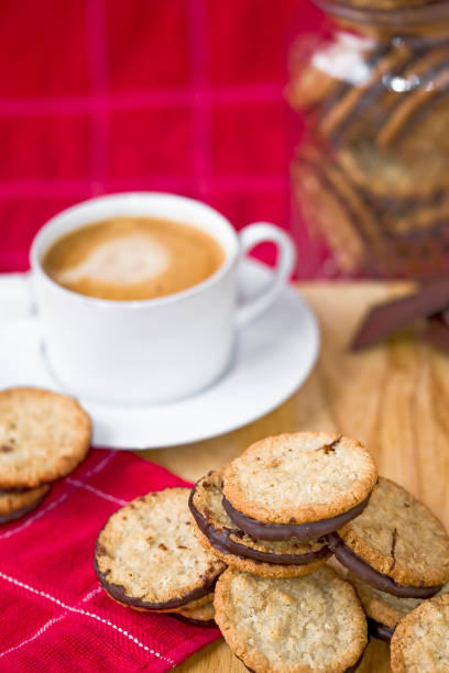 istock Oatmeal cookies with chocolate and freshly roasted coffee 1262761604