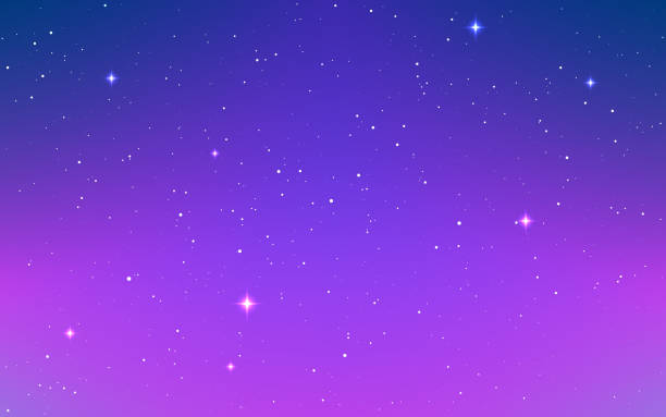 スペースの背景。色の天の川の方法。輝く星を持つ紫のコスモス。星屑と星雲を持つカラフルな銀河。魔法の星空。トレンディなベクターのイラスト - 星空点のイラスト素材／クリップアート素材／マンガ素材／アイコン素材
