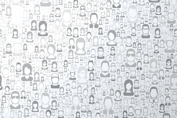 Abstract bright white background - People pattern Modern and trendy abstract background. Texture with people patterns for your design (colors used: white, gray). Vector Illustration (EPS10, well layered and grouped), wide format (3:2). Easy to edit, manipulate, resize or colorize. crowd of people backgrounds stock illustrations